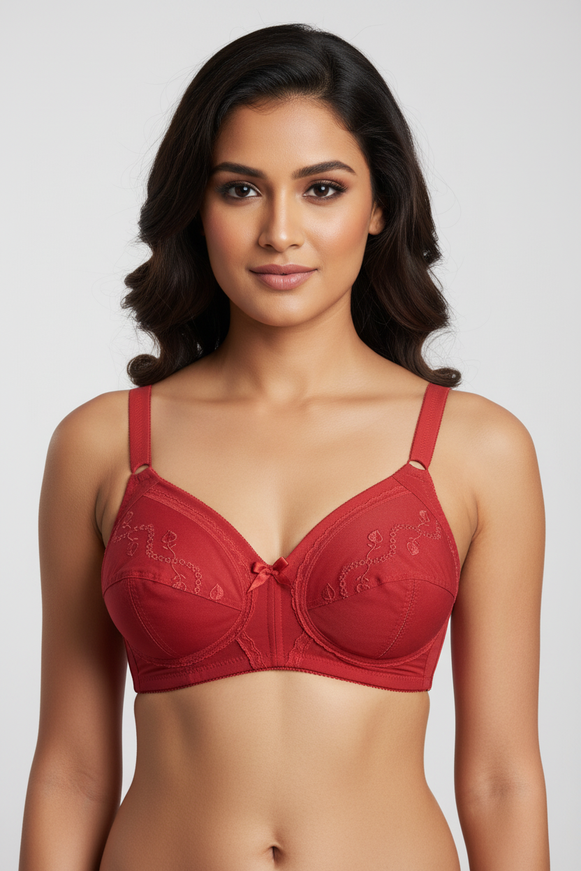 SHE LADY COMFORT Bra - Red Model Shot